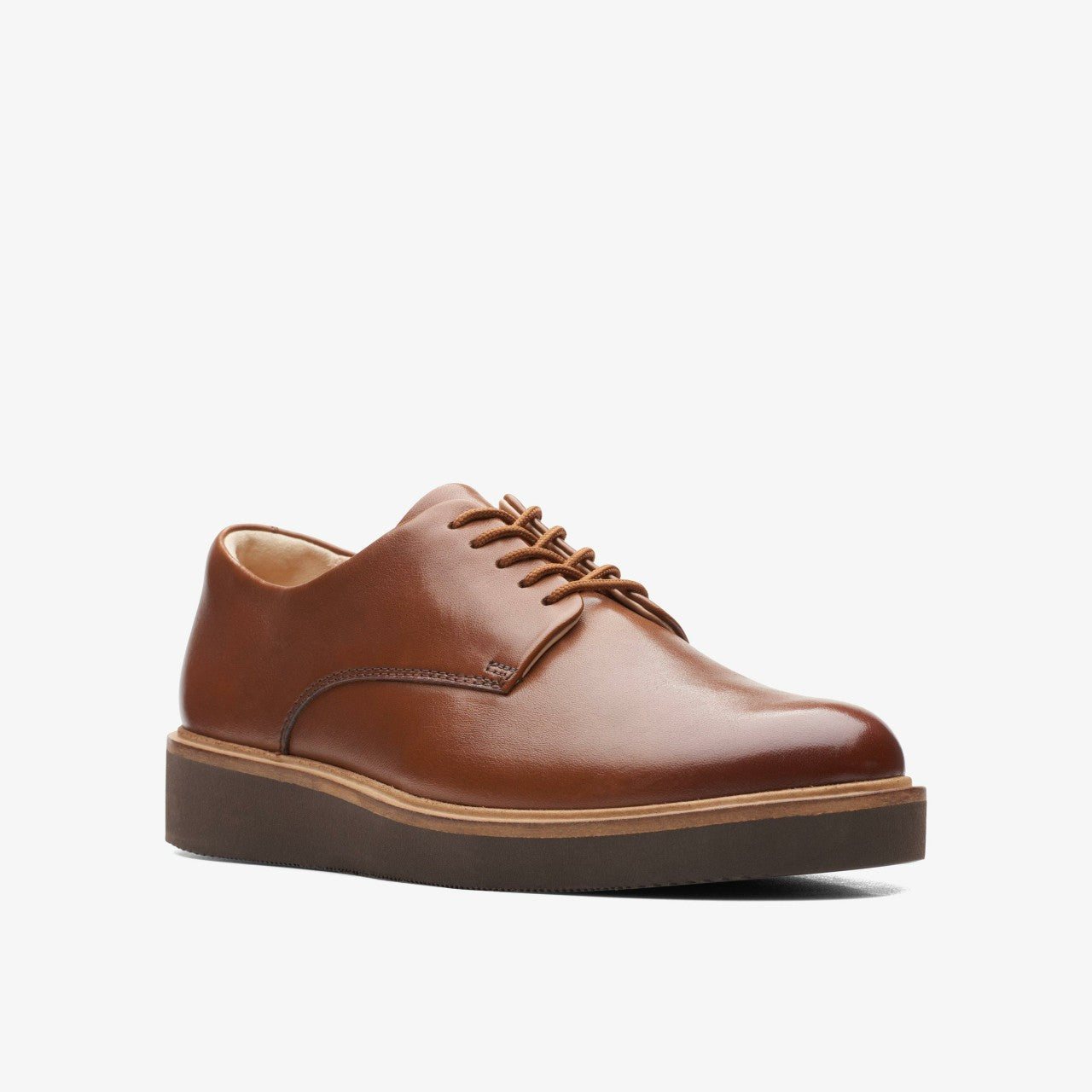 Women Glickly Derby Dark Tan Leather