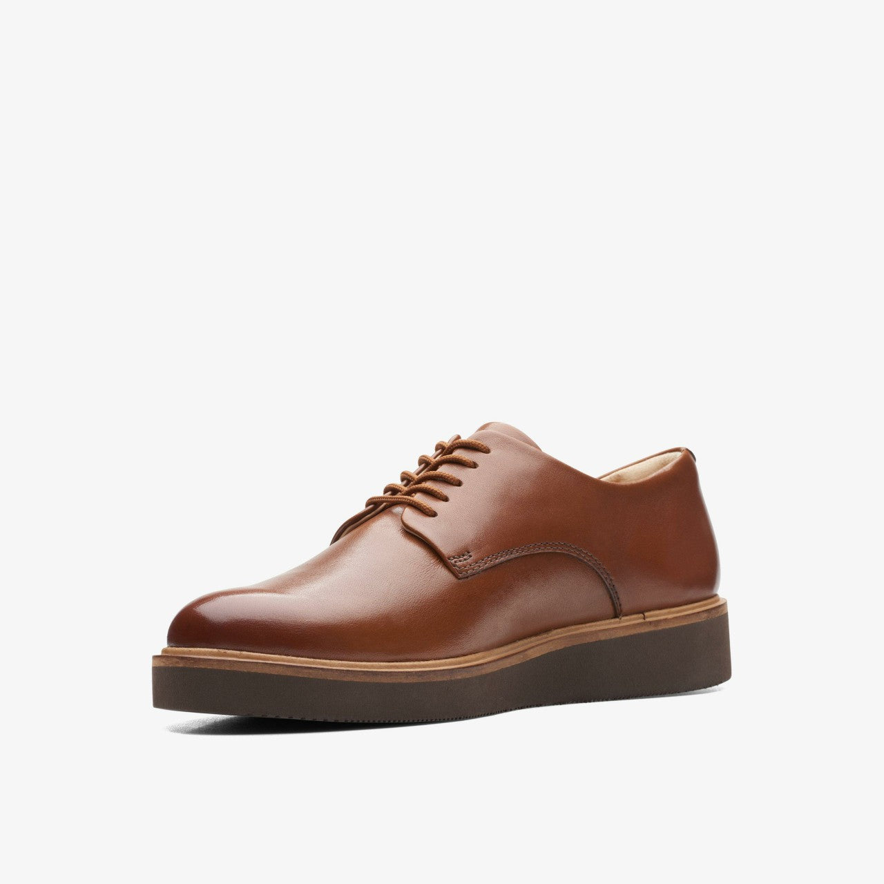 Women Glickly Derby Dark Tan Leather