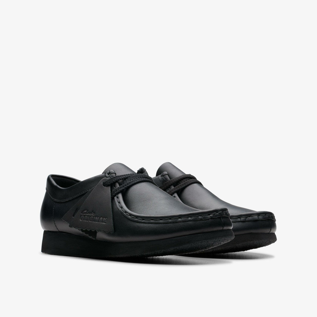 Kids Wallabee Older Black Leather