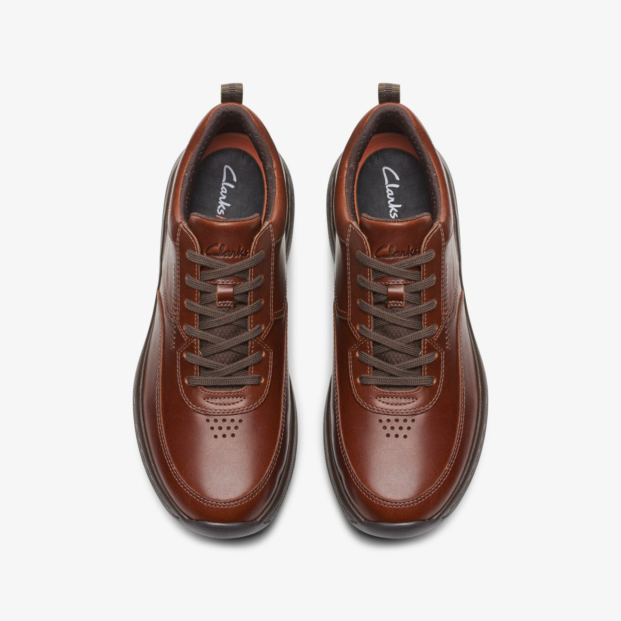 Men Clarks Pro Lace Dark Tan Leather
