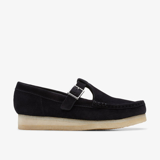 Women Wallabee T Bar Black Suede