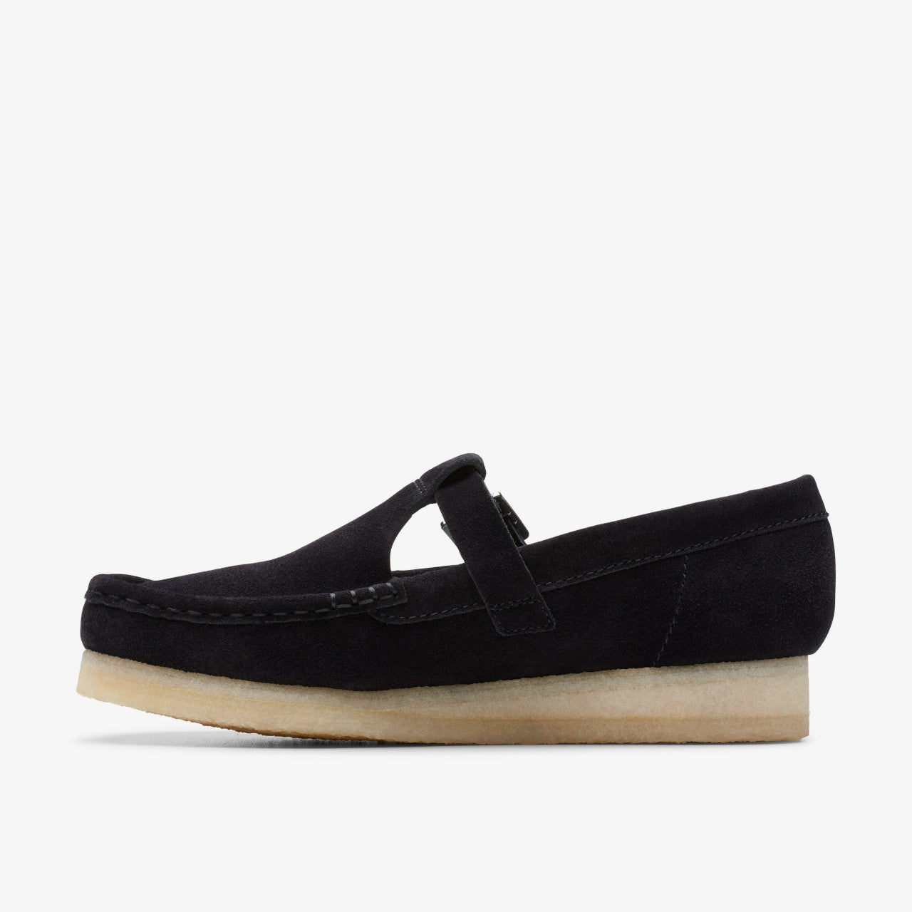 Women Wallabee T Bar Black Suede