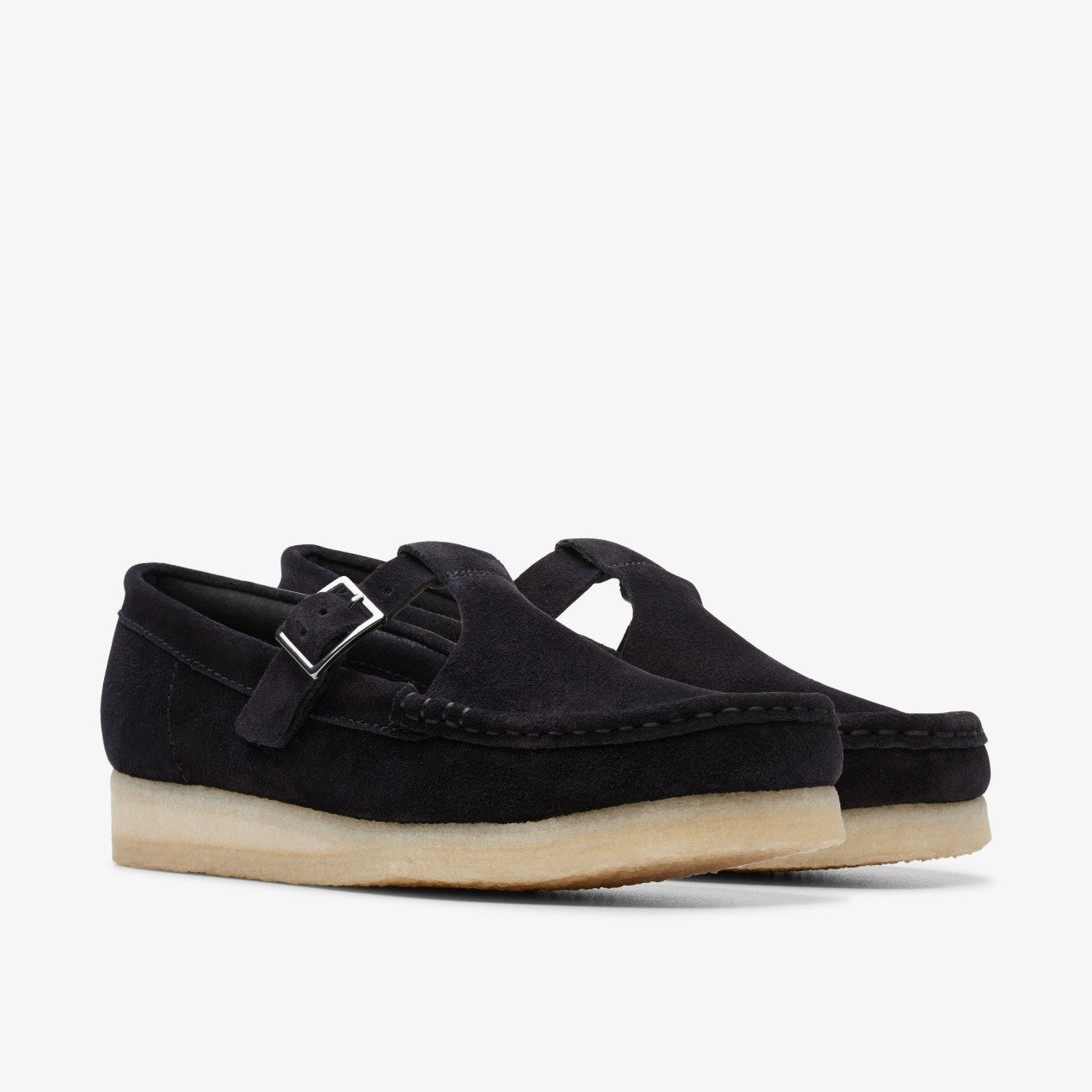 Women Wallabee T Bar Black Suede