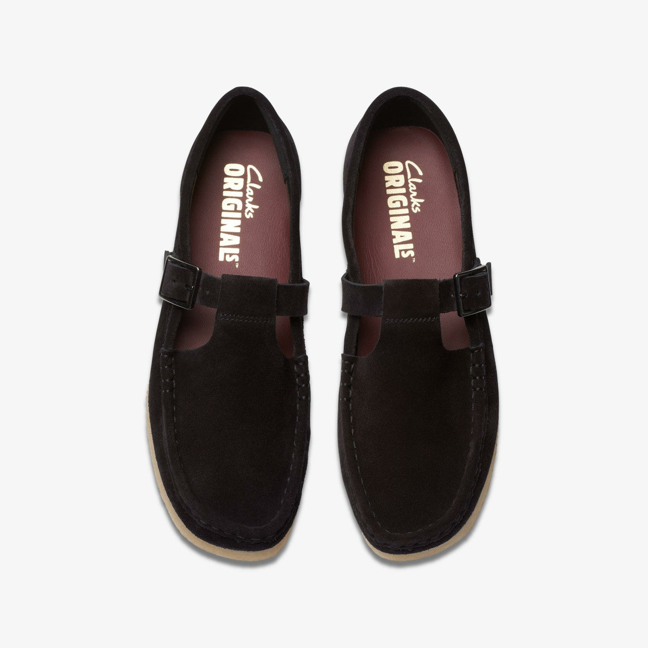 Women Wallabee T Bar Black Suede