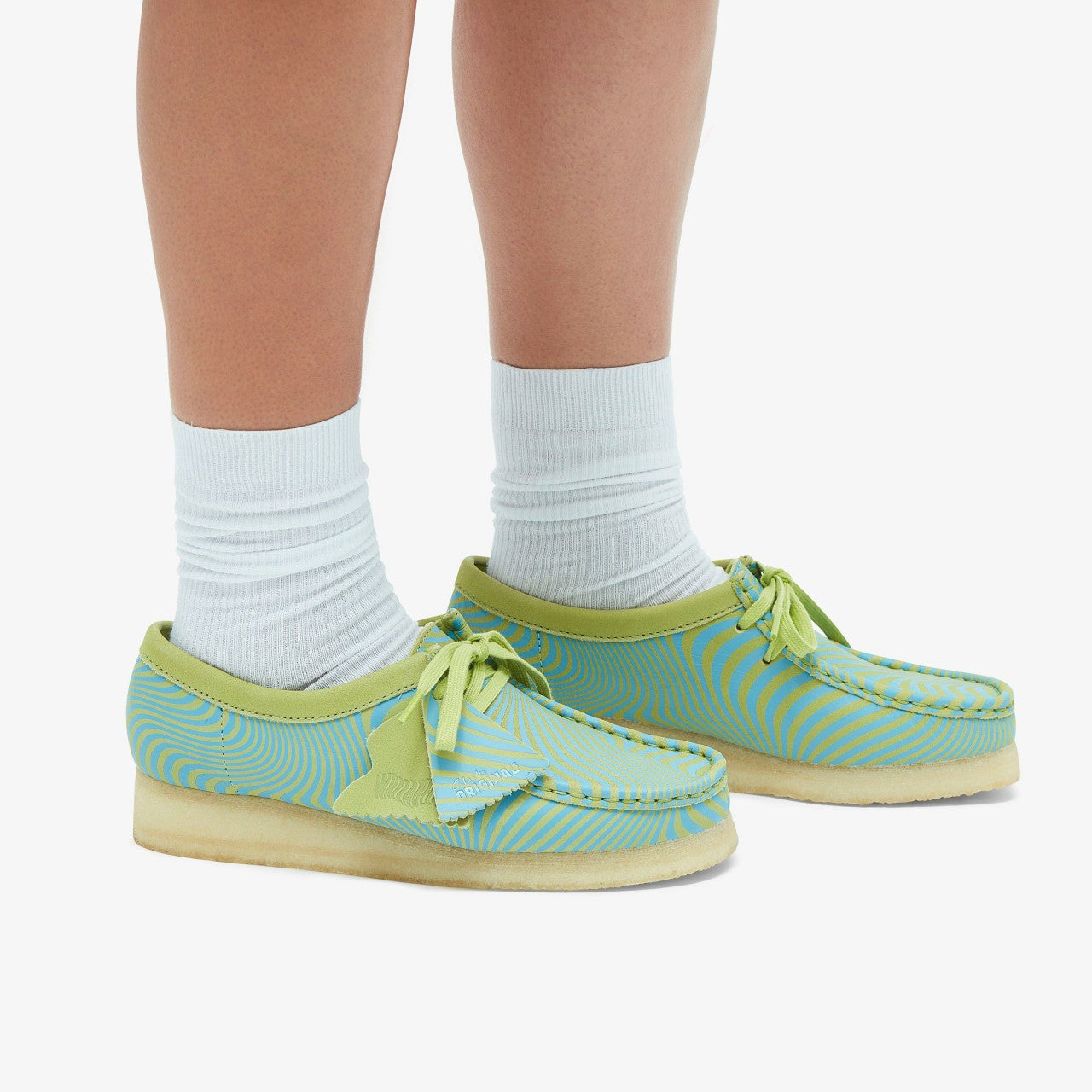 Women Wallabee Blue/Lime Print
