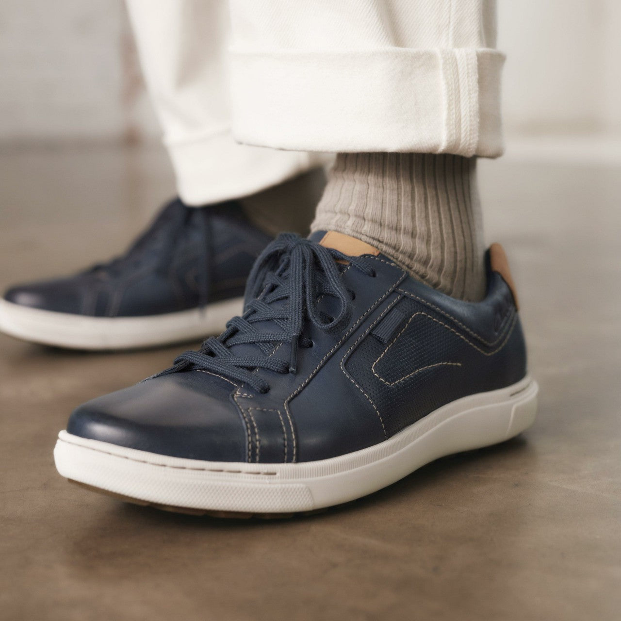 Men Mapstone Lace Navy Leather