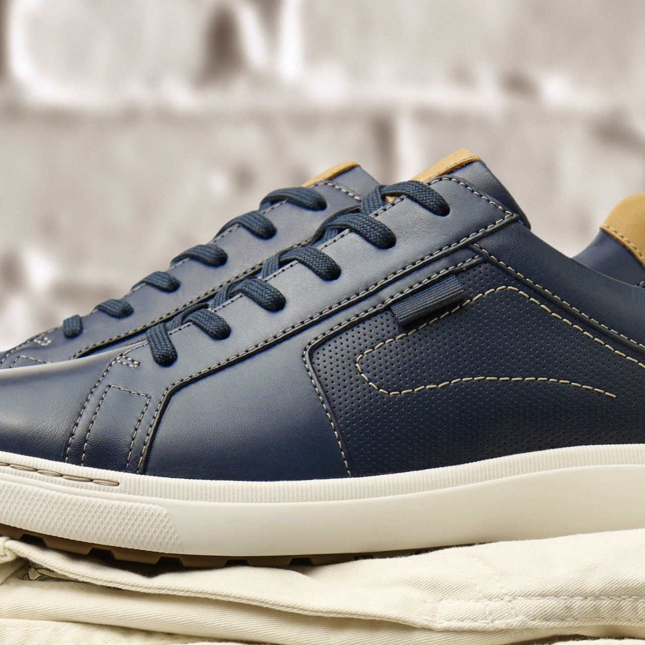 Men Mapstone Lace Navy Leather