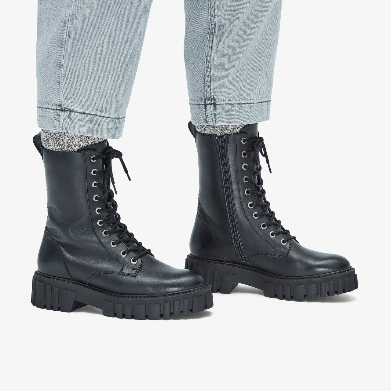Women Page Lace Boot Black Leather