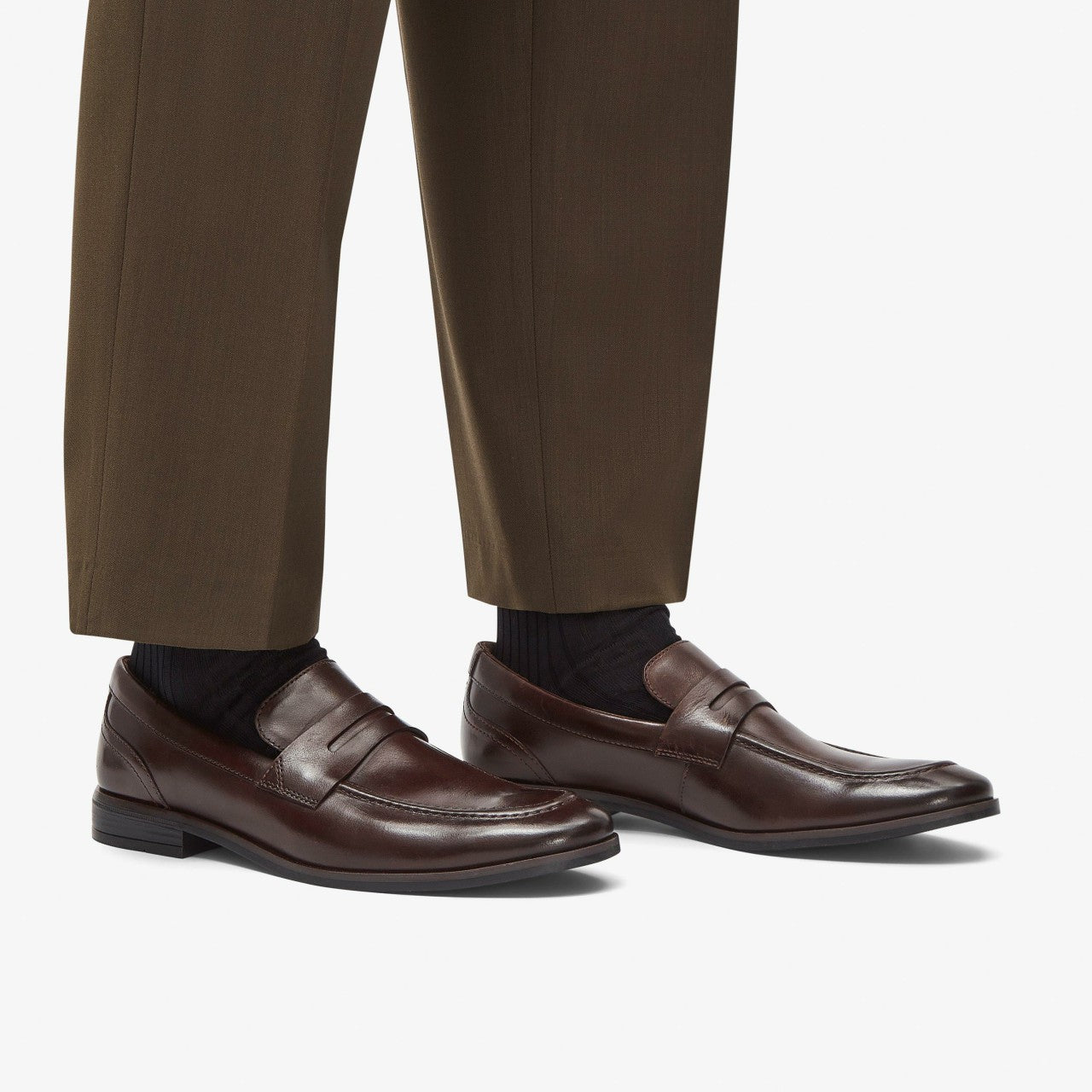 Men Brandon Step Loafer Dark Brown Leather