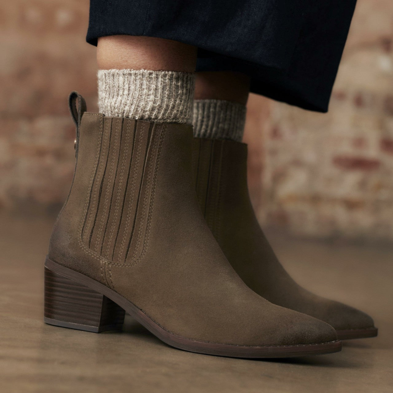 Women Morzine Top Ankle Boot Mole Grey Suede