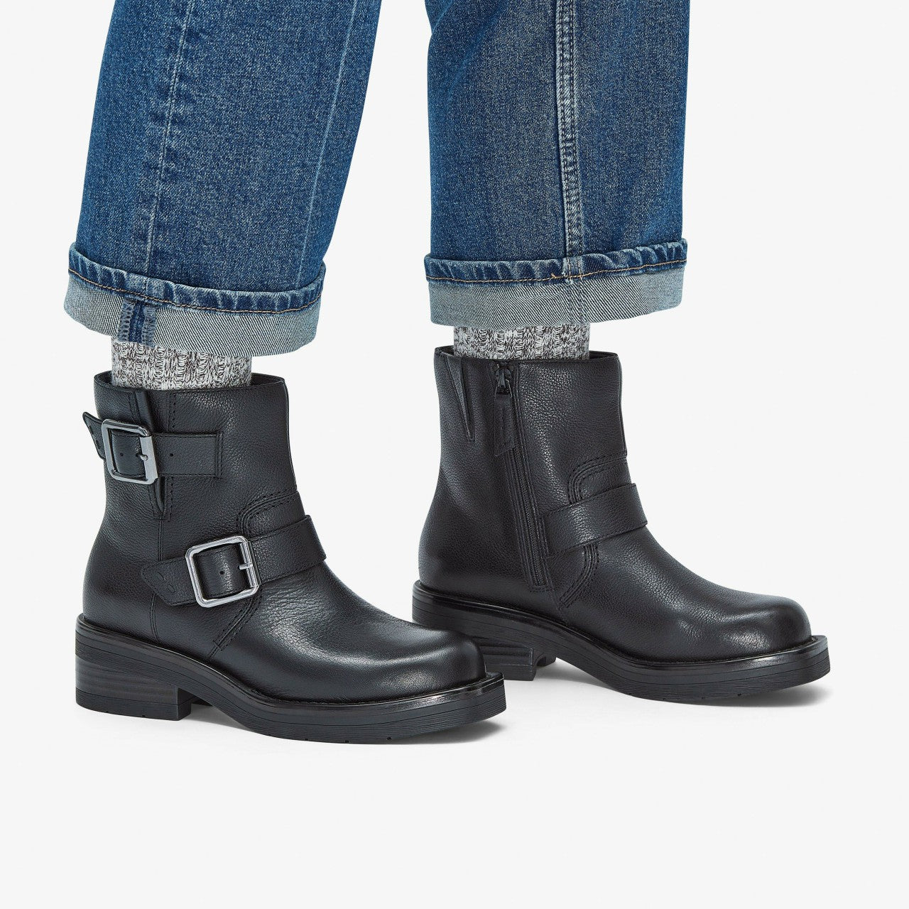 Women Rebelle Buckle Black Leather