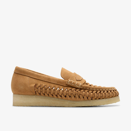 Women Wallabee Loafer Weave Tan Suede