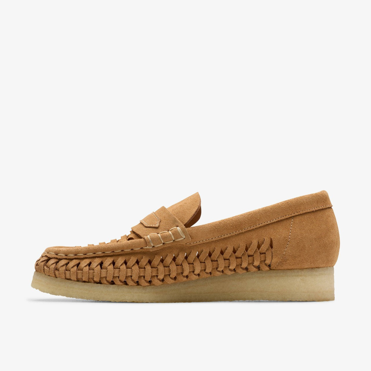 Women Wallabee Loafer Weave Tan Suede