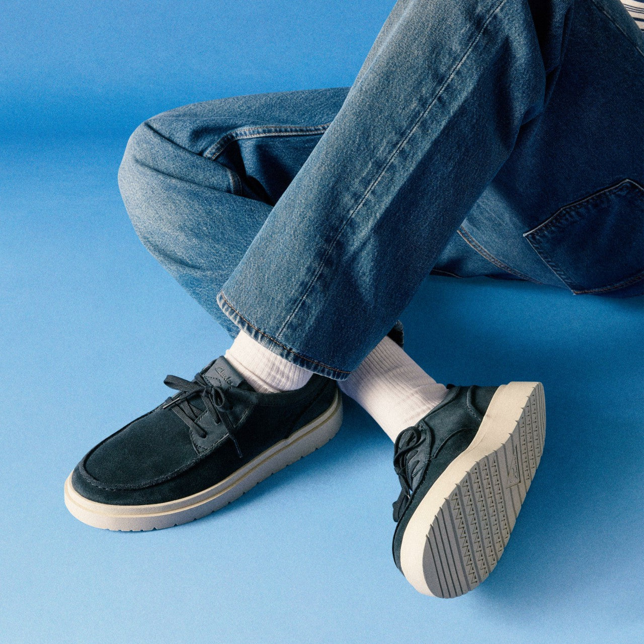 Men Polden Moc Navy Suede