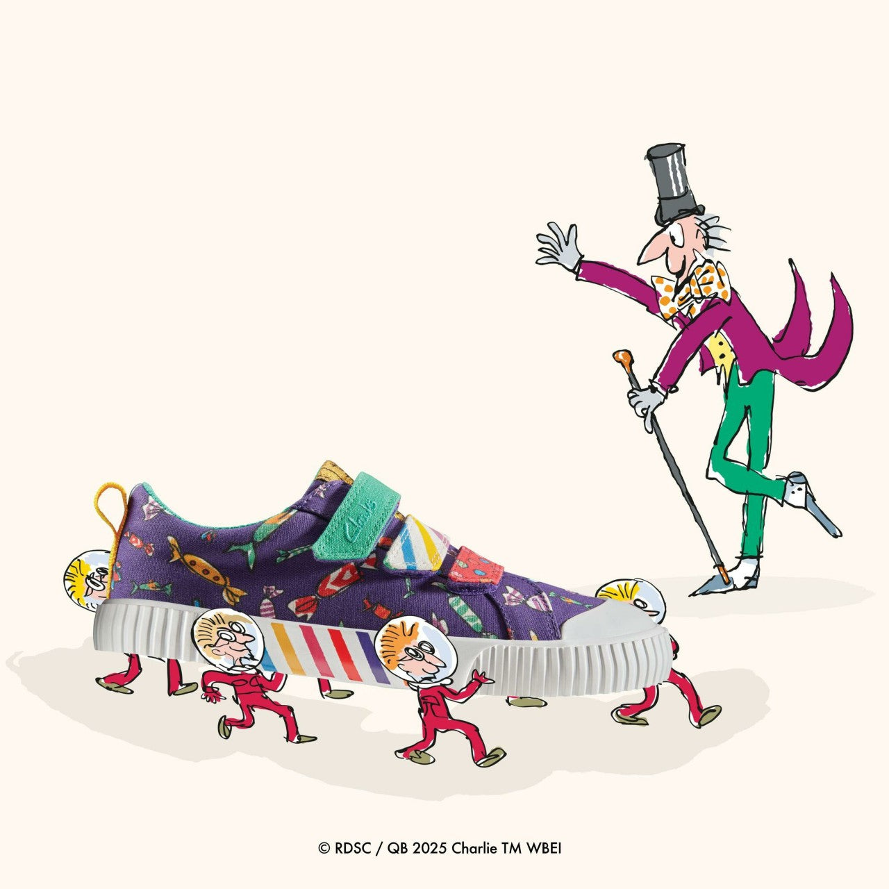 Kids Roald Dahl Charlie & the Chocolate Factory Foxing Mix Kid Purple Canvas