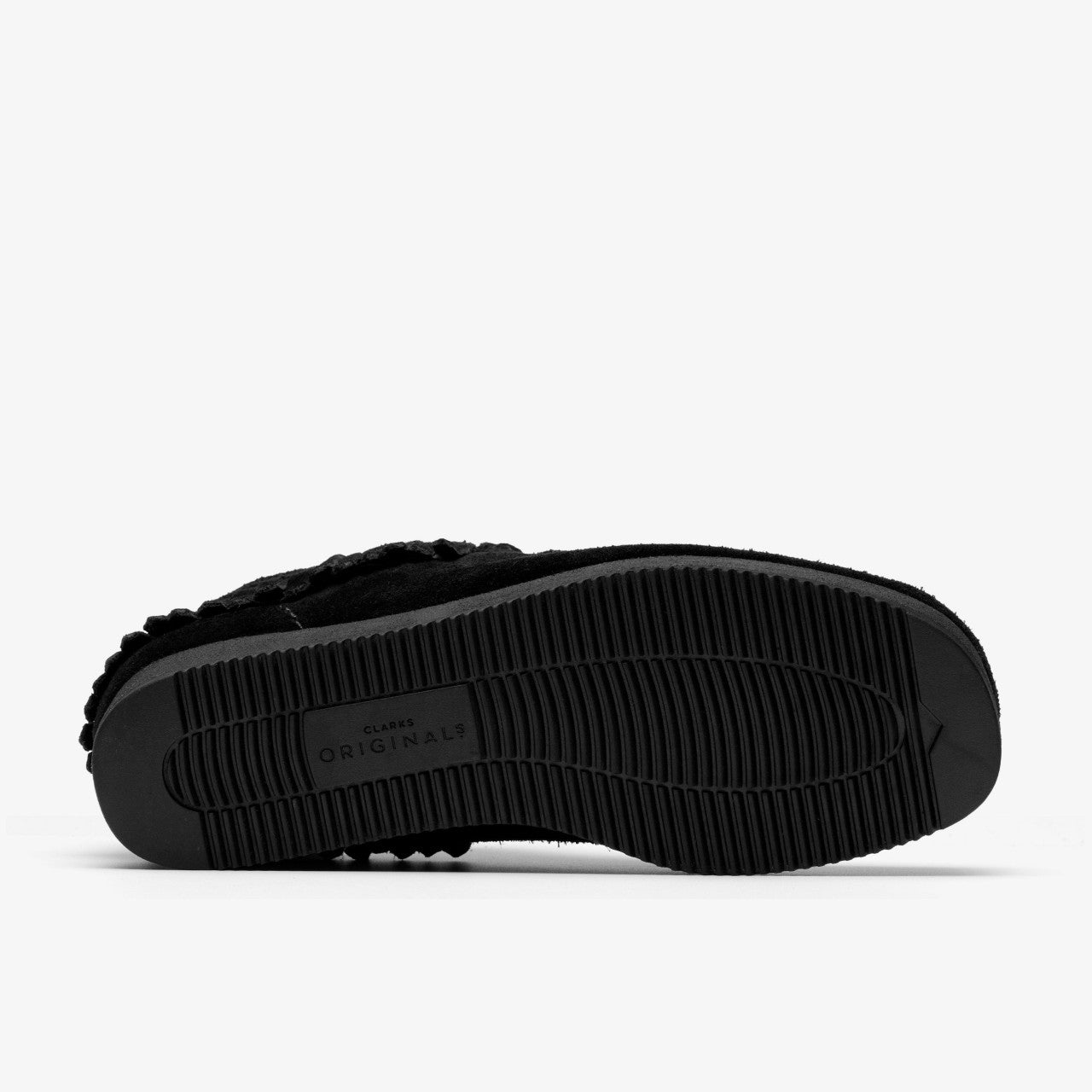 Women Wallabee Wedge Fringe Black Suede