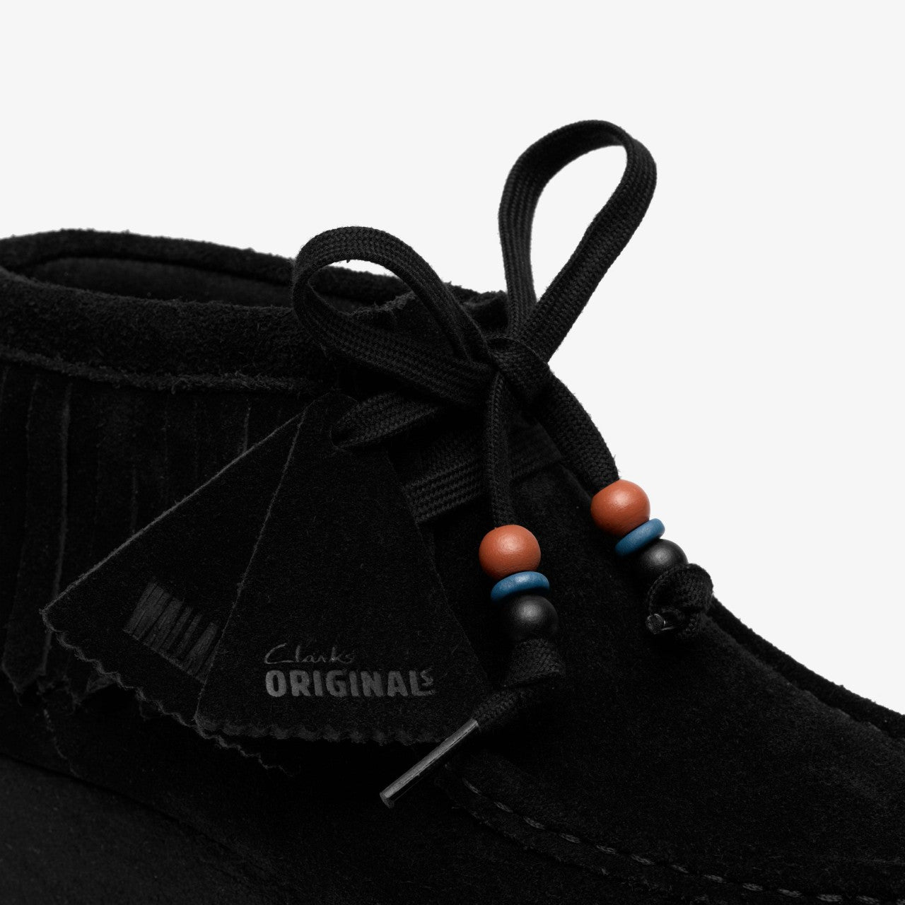 Women Wallabee Wedge Fringe Black Suede