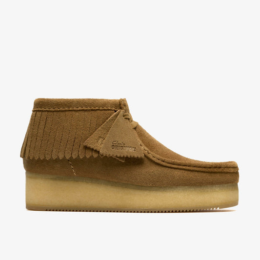 Women Wallabee Wedge Fringe Light Tan Suede