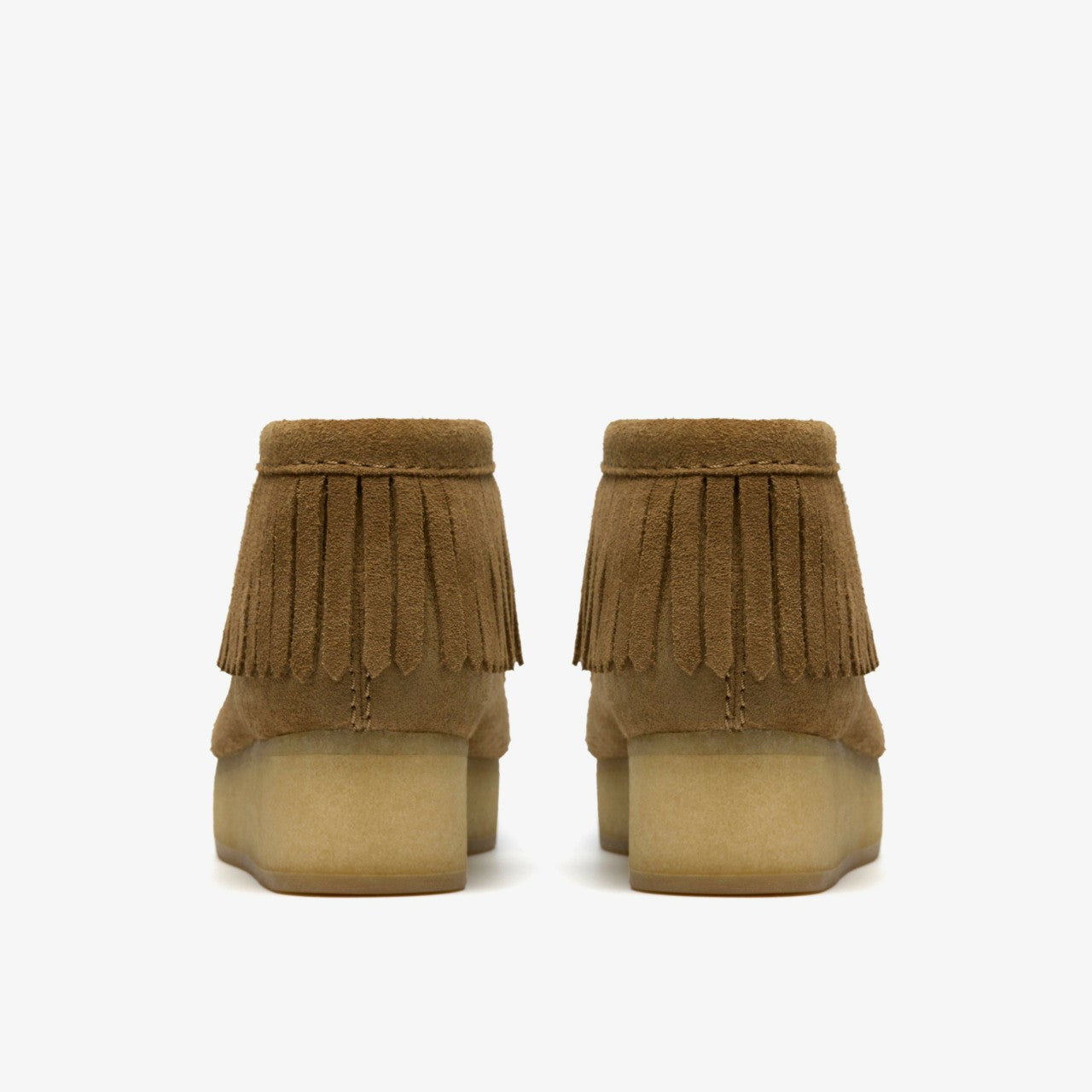 Women Wallabee Wedge Fringe Light Tan Suede