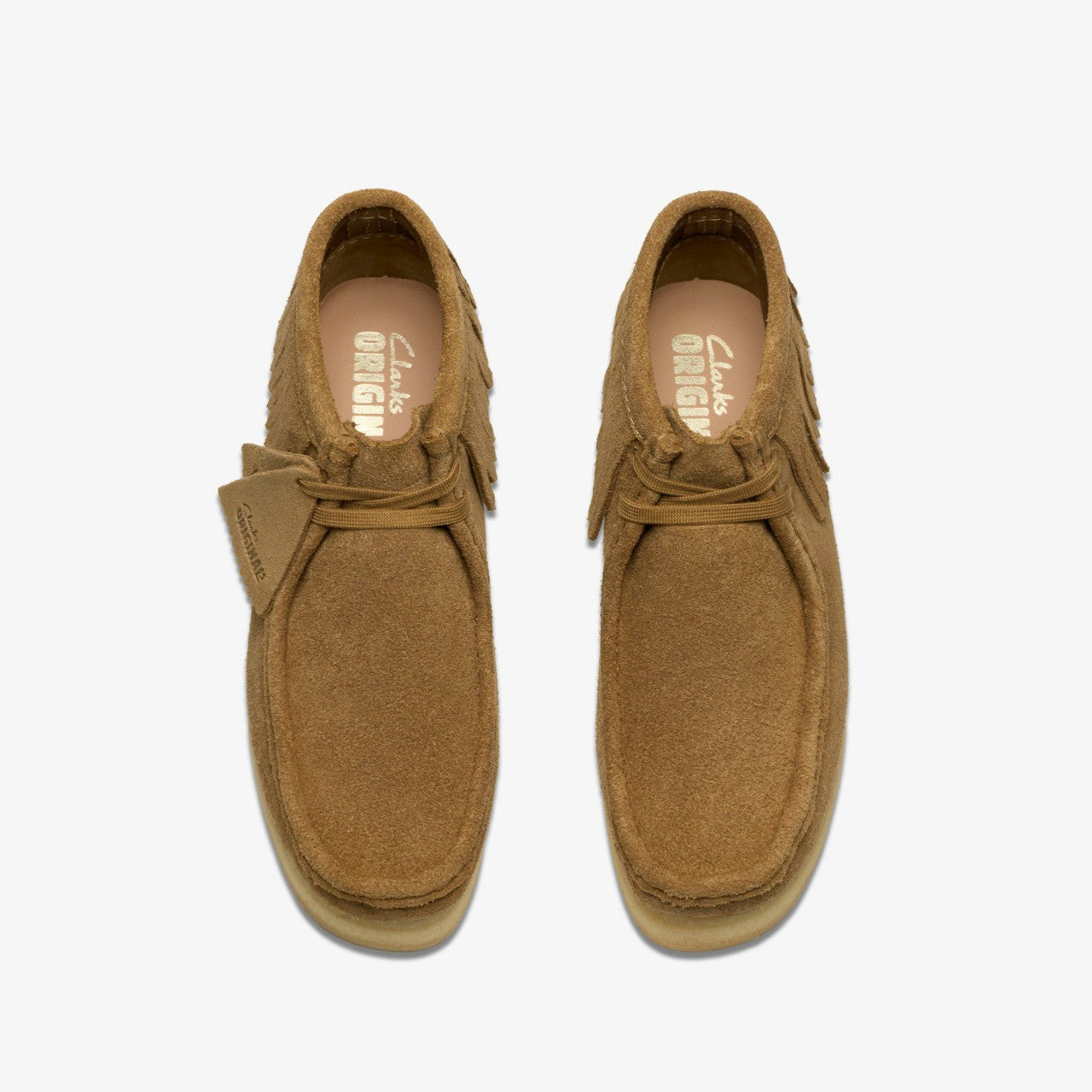 Women Wallabee Wedge Fringe Light Tan Suede