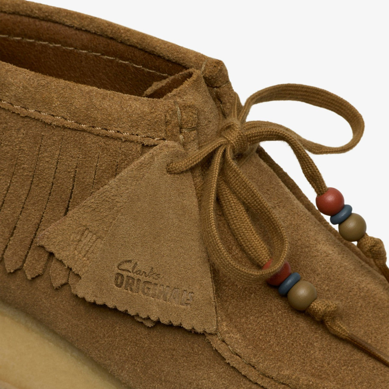 Women Wallabee Wedge Fringe Light Tan Suede