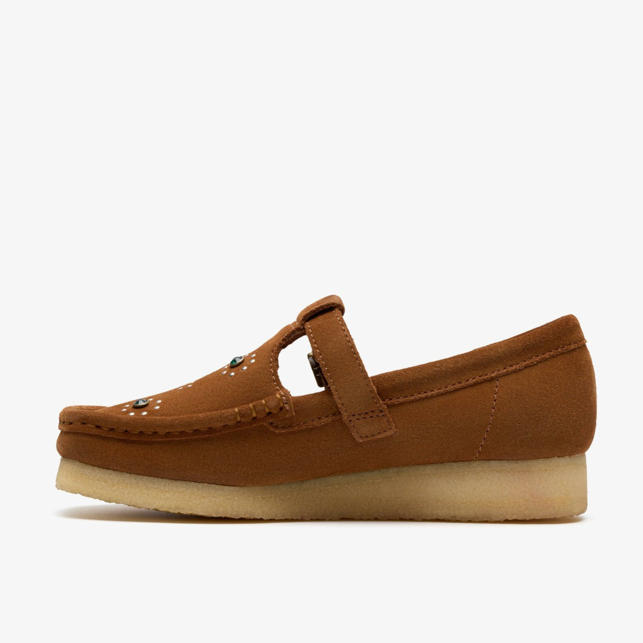 Women Wallabee T Bar Brown/Orange Suede