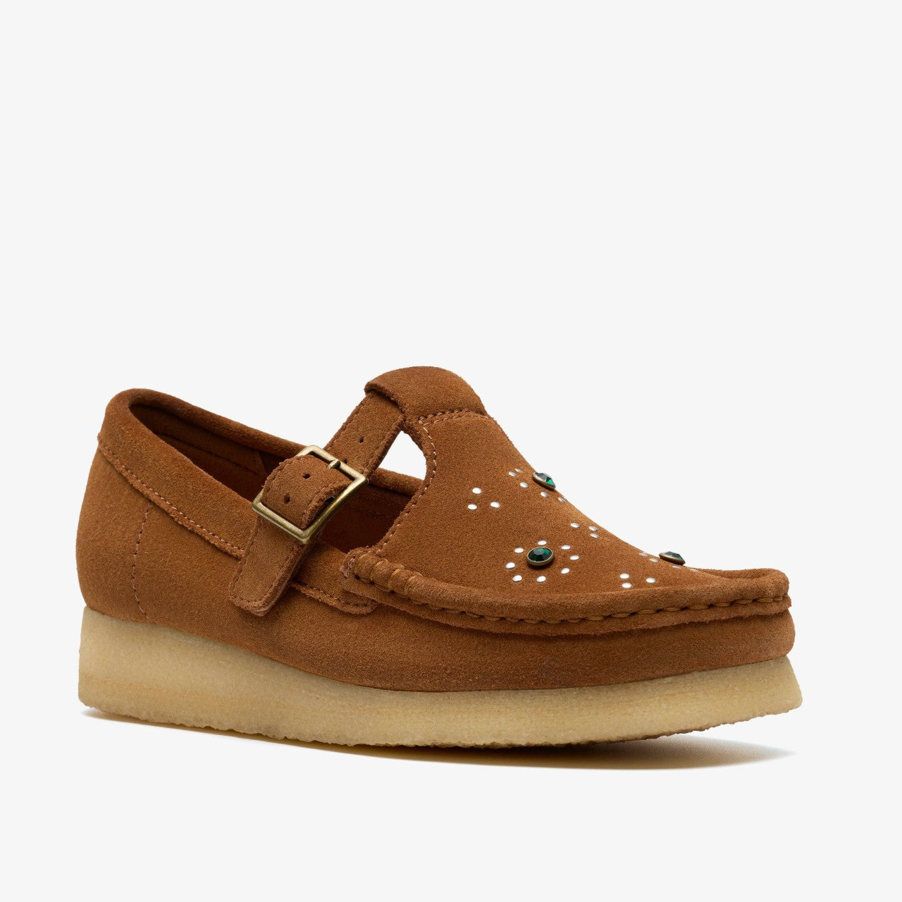 Women Wallabee T Bar Brown/Orange Suede