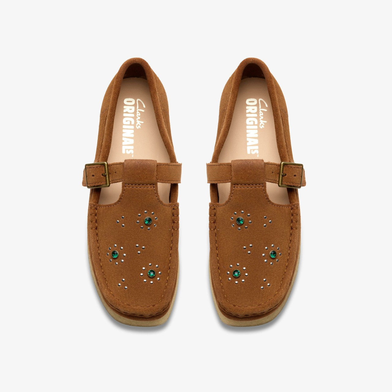 Women Wallabee T Bar Brown/Orange Suede