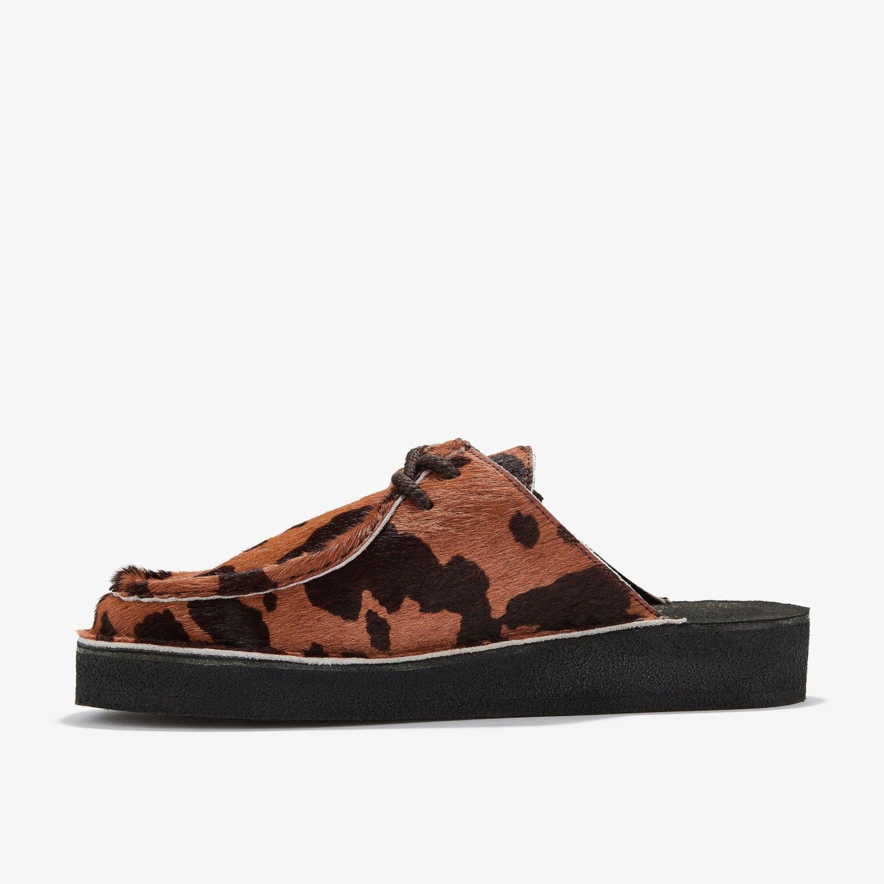 Women Desert Nomad Mule Brown Cow Print