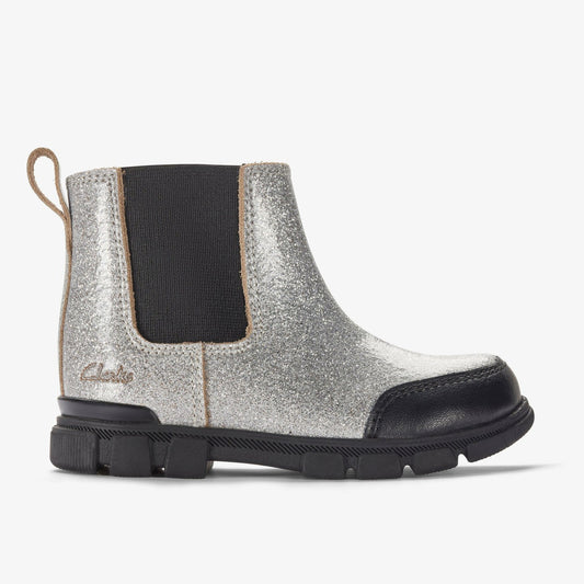 Kids Evyn Chelsea Toddler Silver Patent
