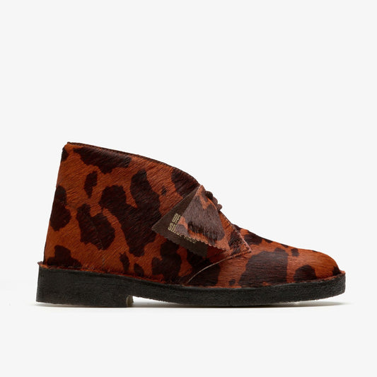 Women Desert Boot. Brown Cow Print
