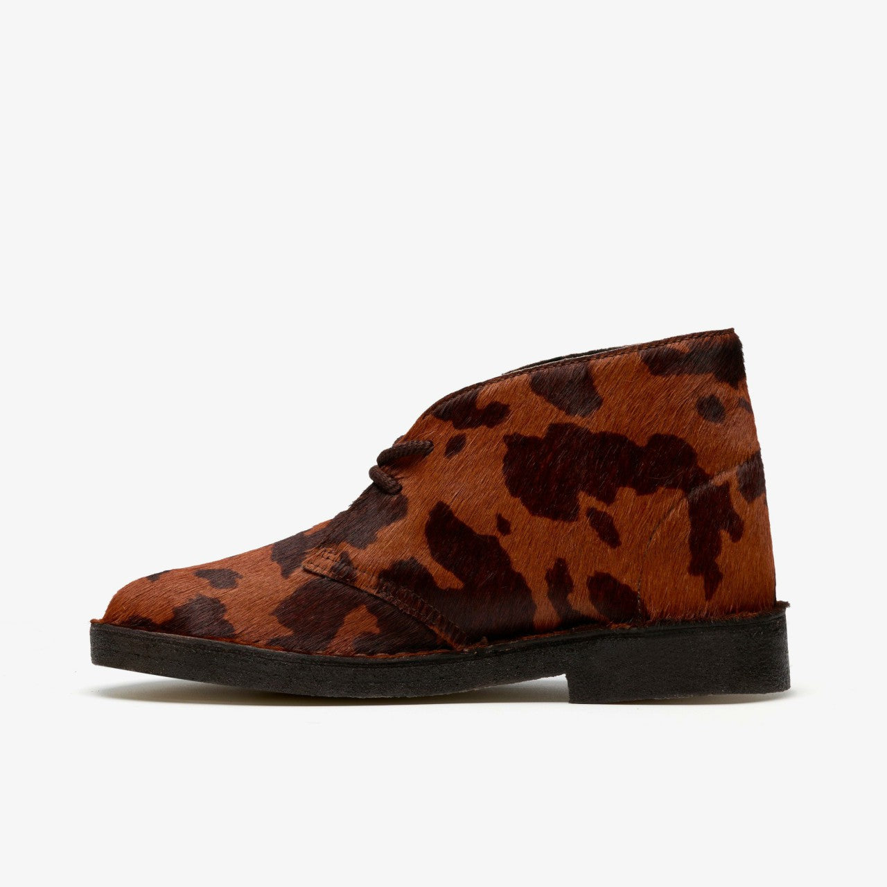 Women Desert Boot. Brown Cow Print
