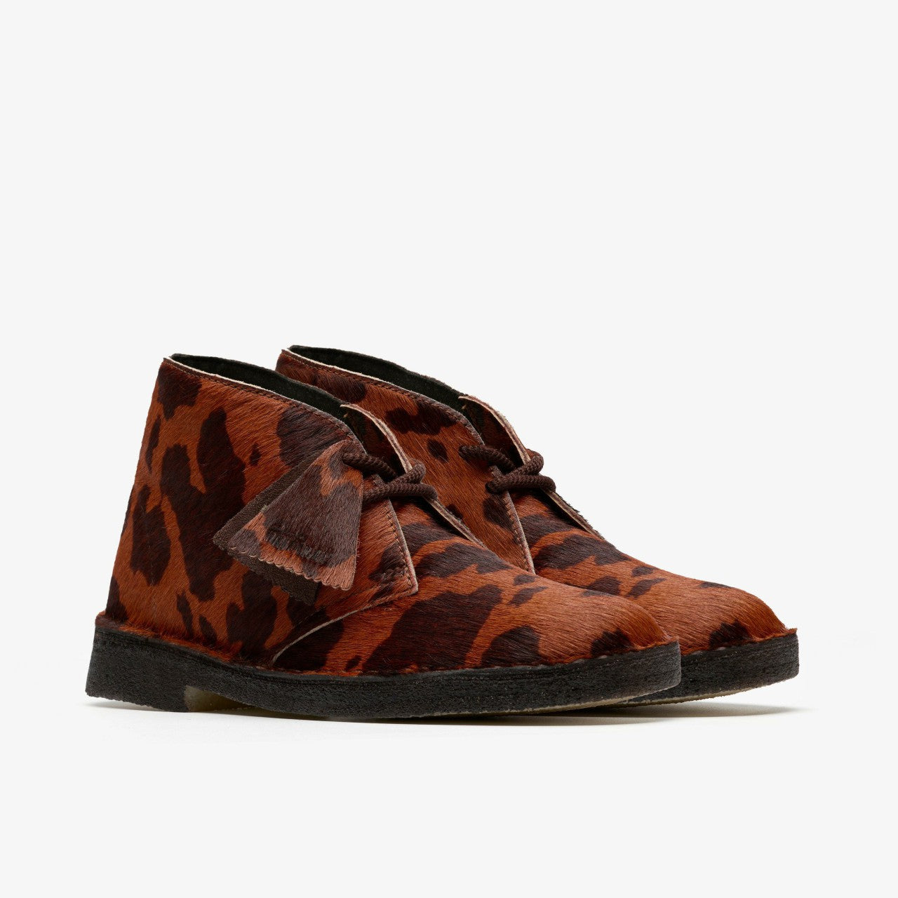 Women Desert Boot. Brown Cow Print