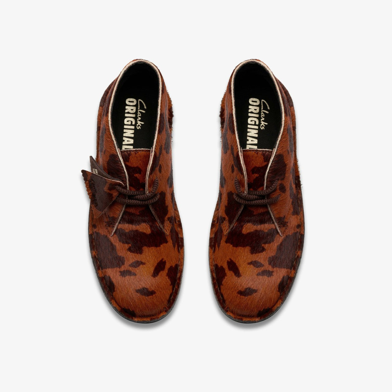 Women Desert Boot. Brown Cow Print