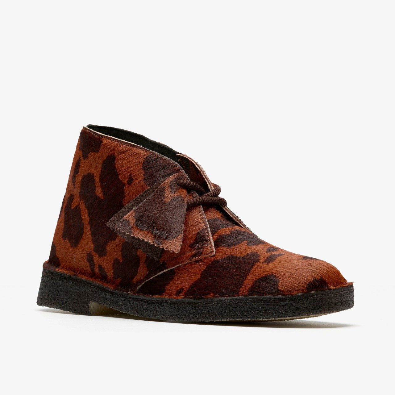 Women Desert Boot. Brown Cow Print
