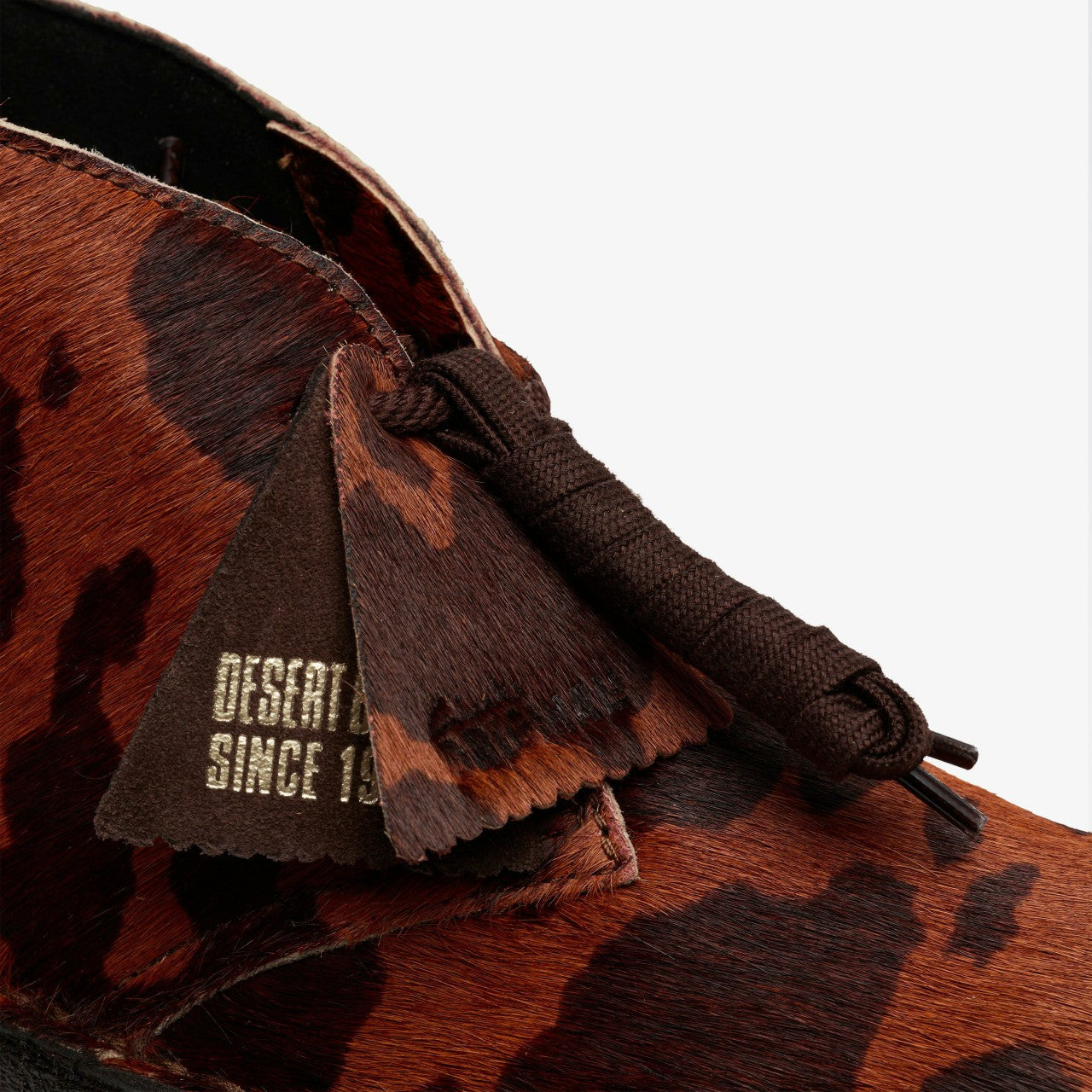 Women Desert Boot. Brown Cow Print