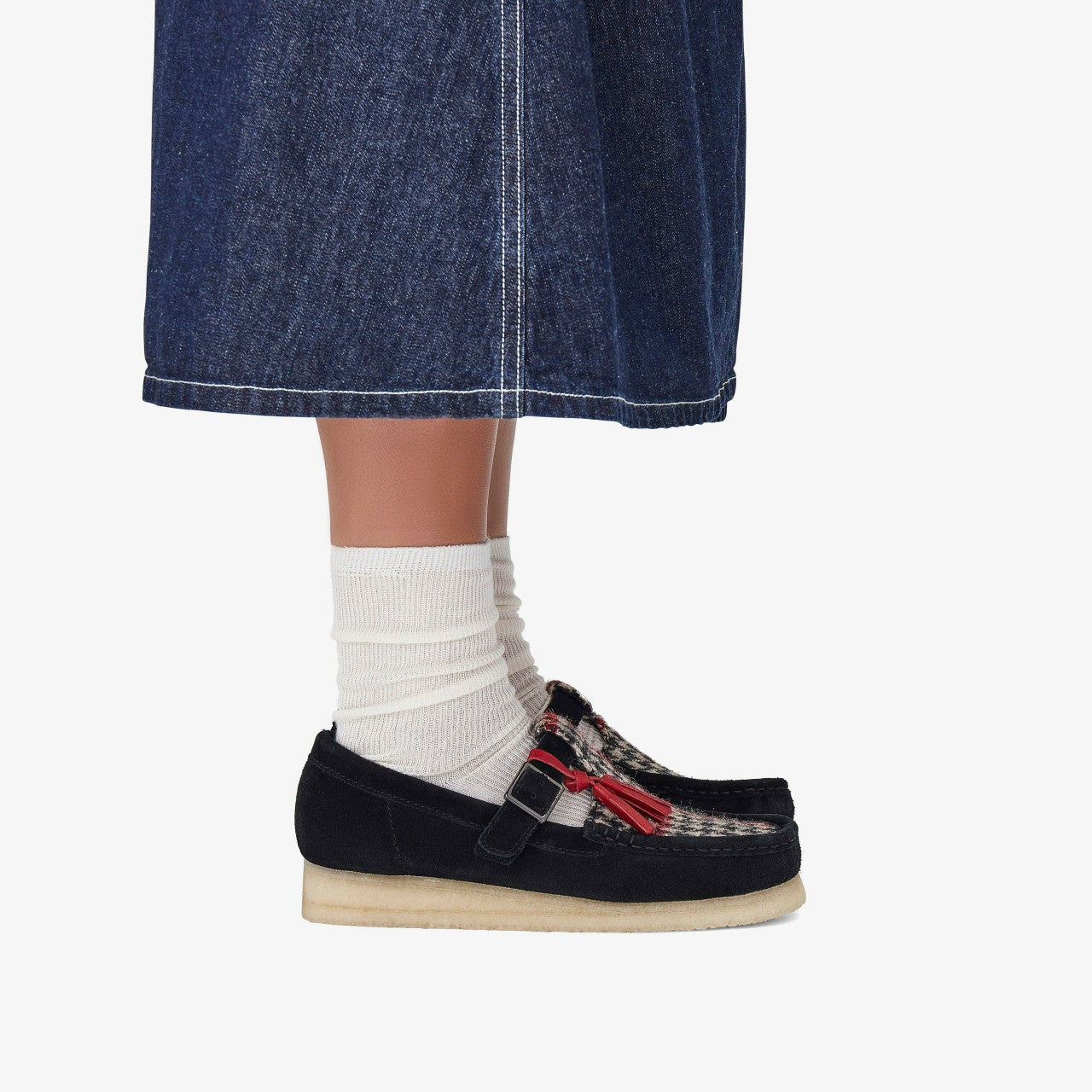 Women Wallabee T Bar Black Tweed Combination