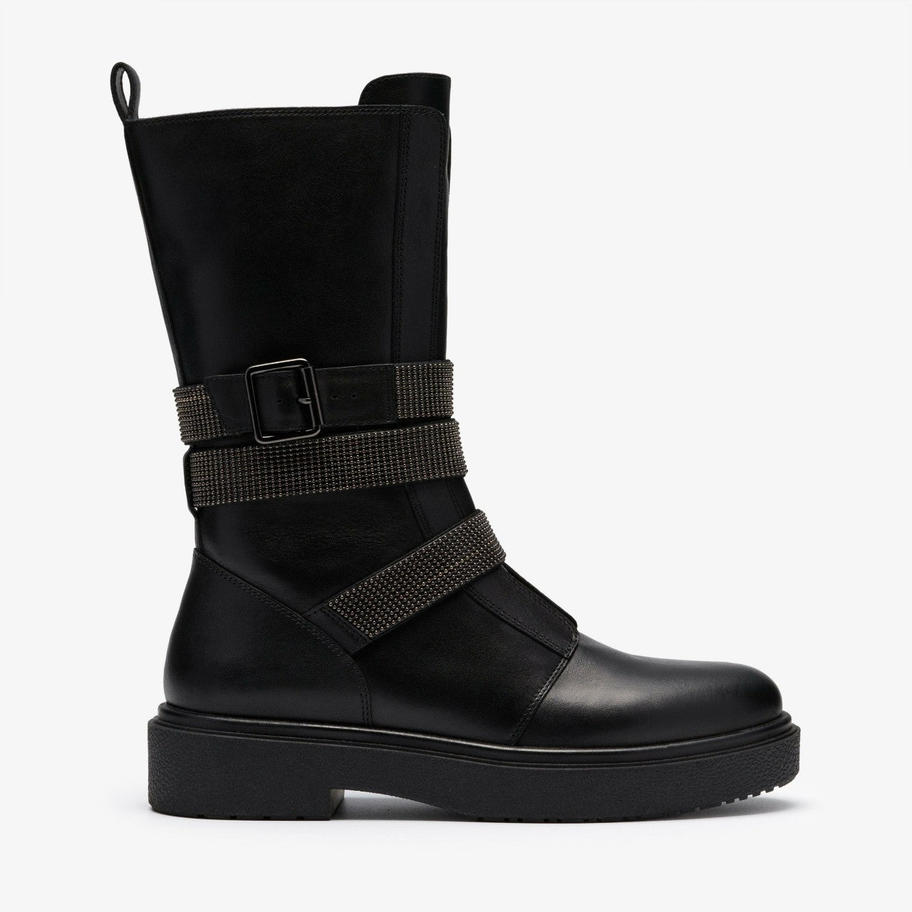 Women Muster Chain Black Leather