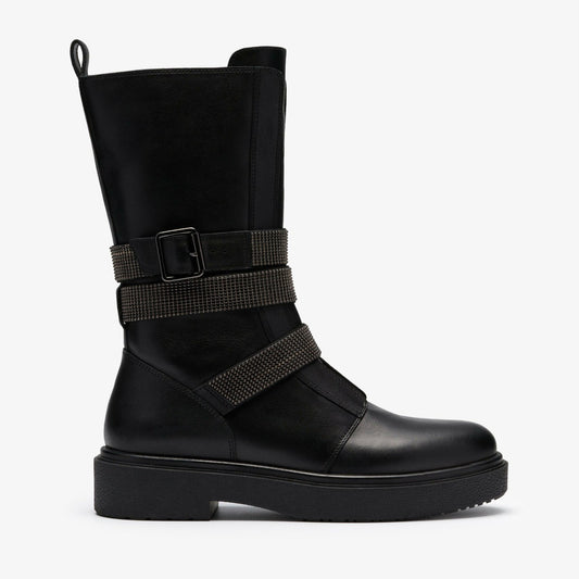 Women Muster Chain Black Leather