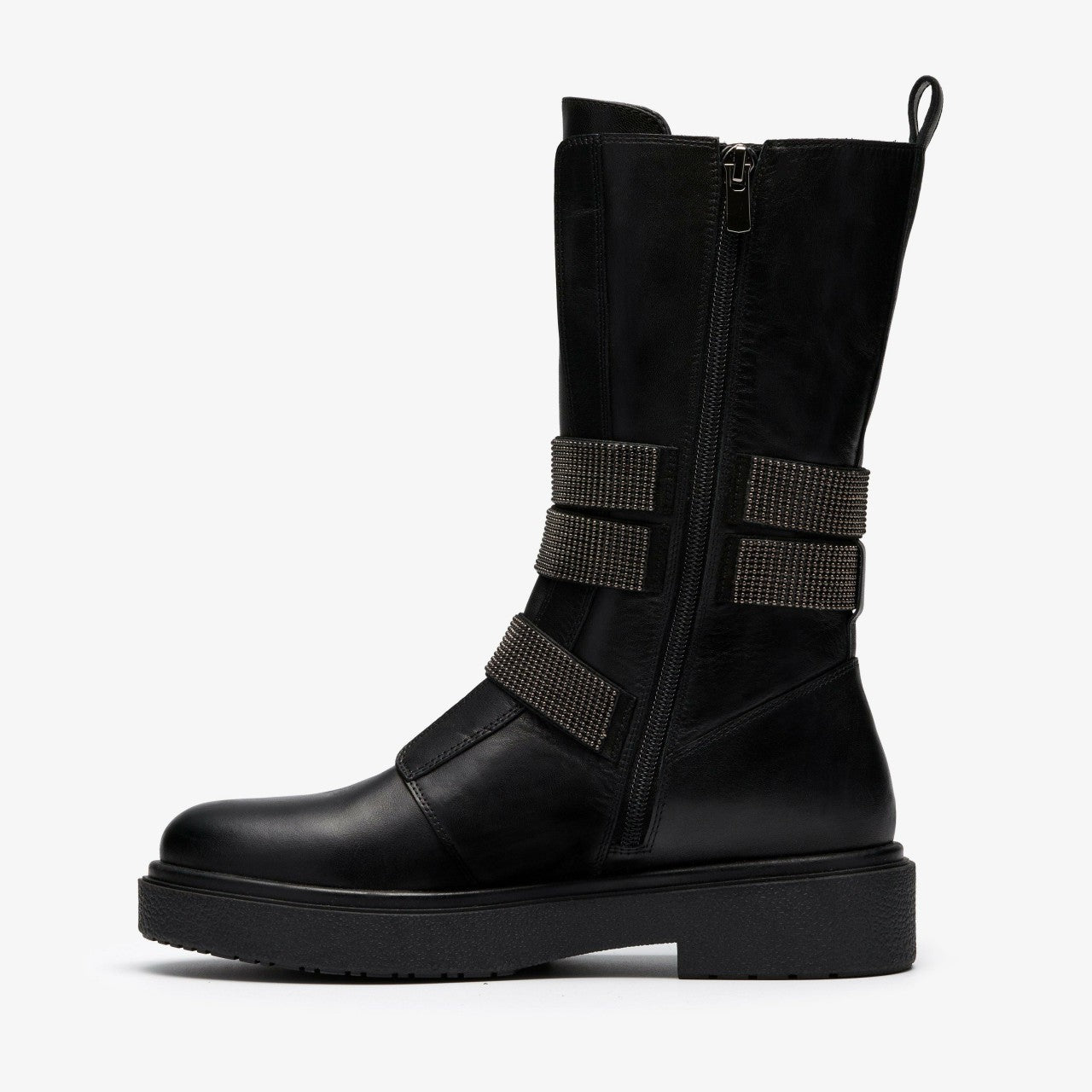 Women Muster Chain Black Leather