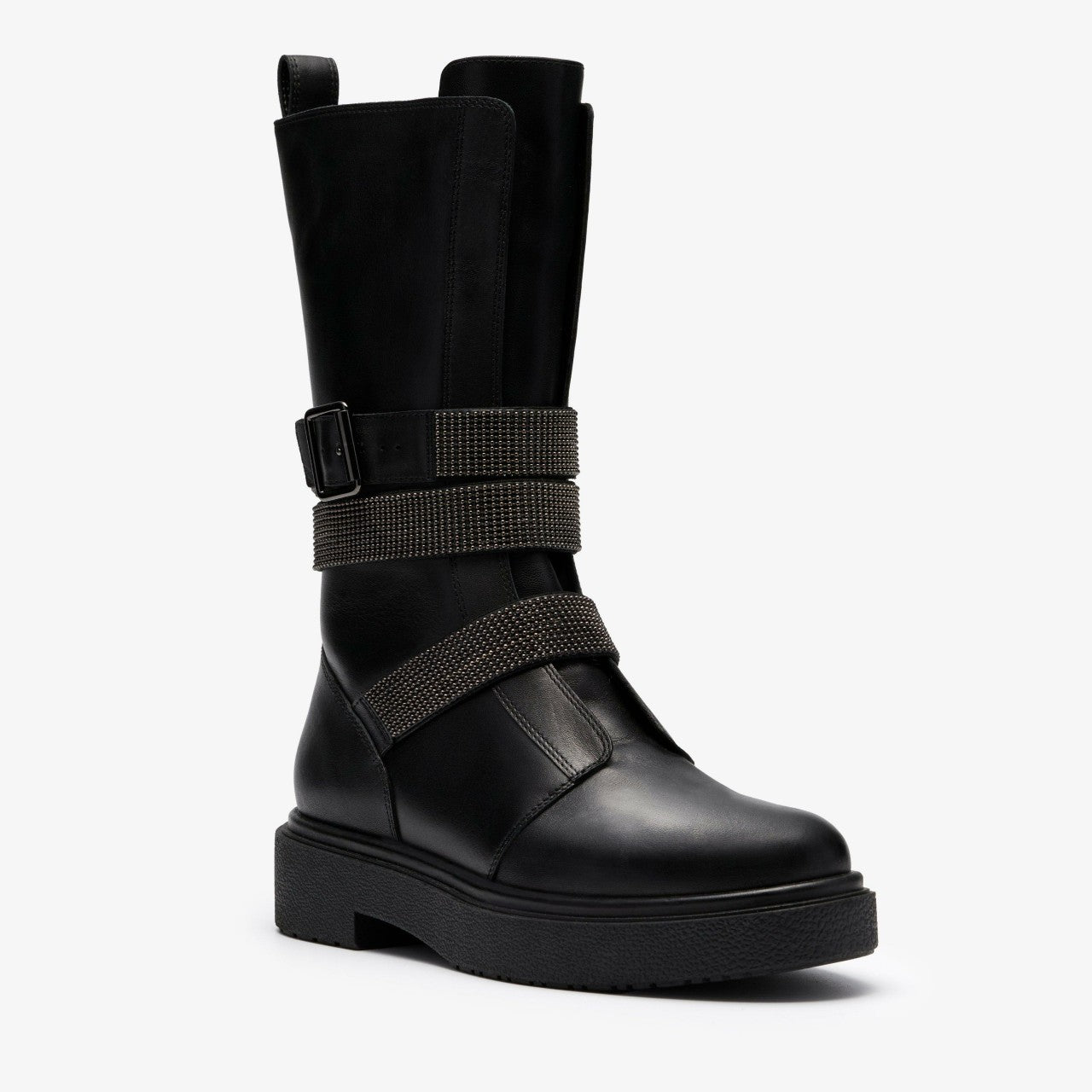 Women Muster Chain Black Leather