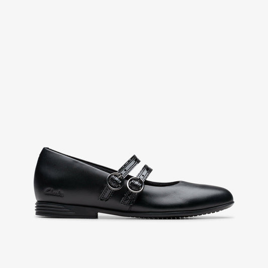 Kids Finja Bar Older Black Leather