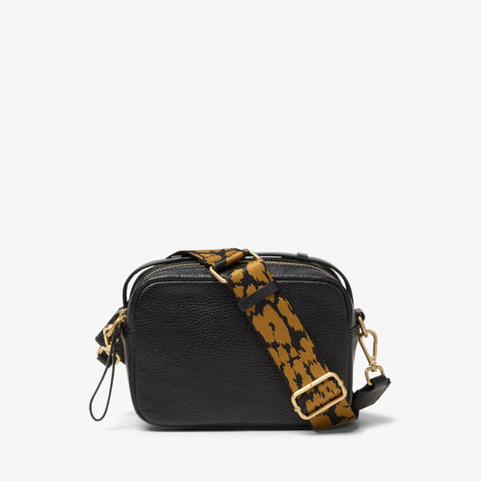 Women Camera Cross Black Leather