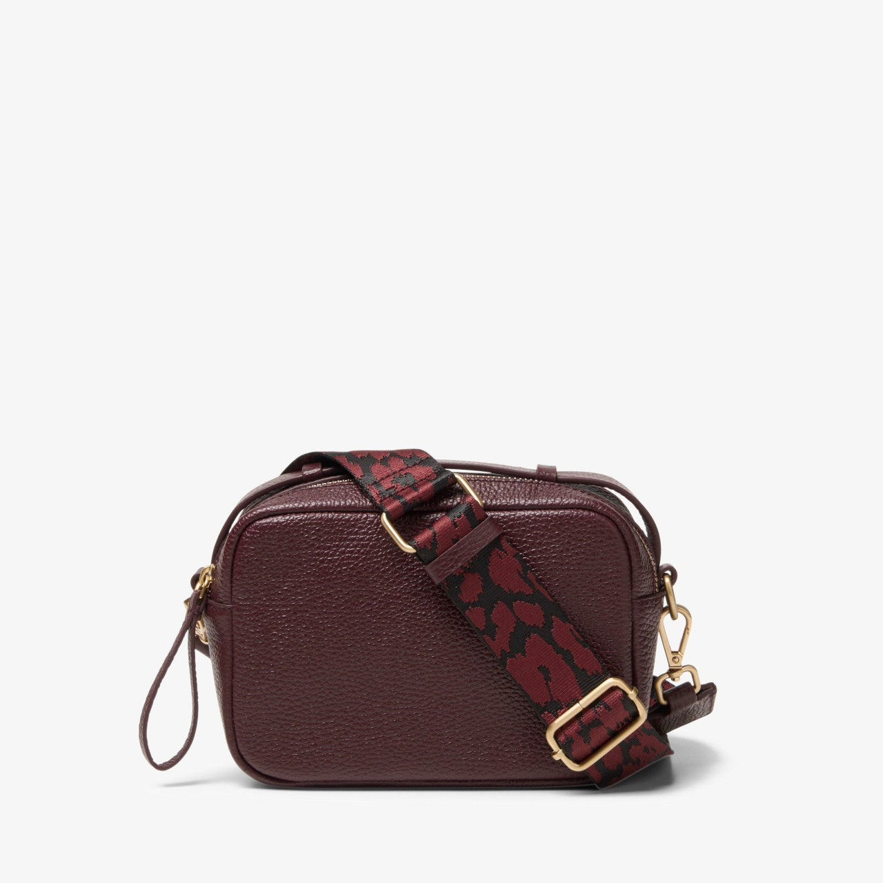 Women Camera Cross Burgundy Leather