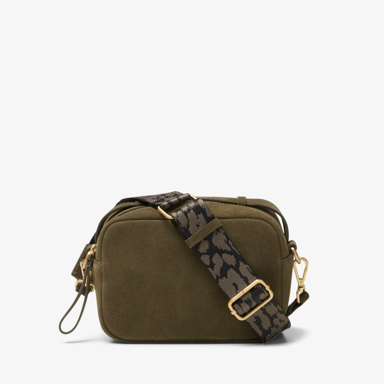 Women Camera Cross Olive Suede