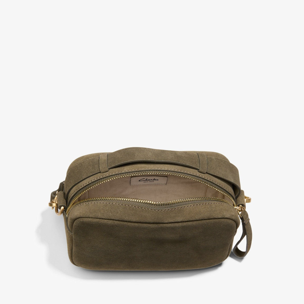 Women Camera Cross Olive Suede