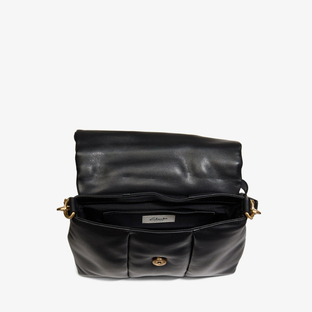 Women Puffy Crossbody Black Leather