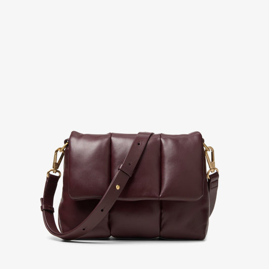 Women Puffy Crossbody Burgundy Leather