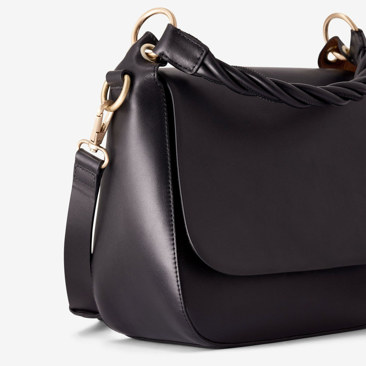 Women Twist Midi Black Leather