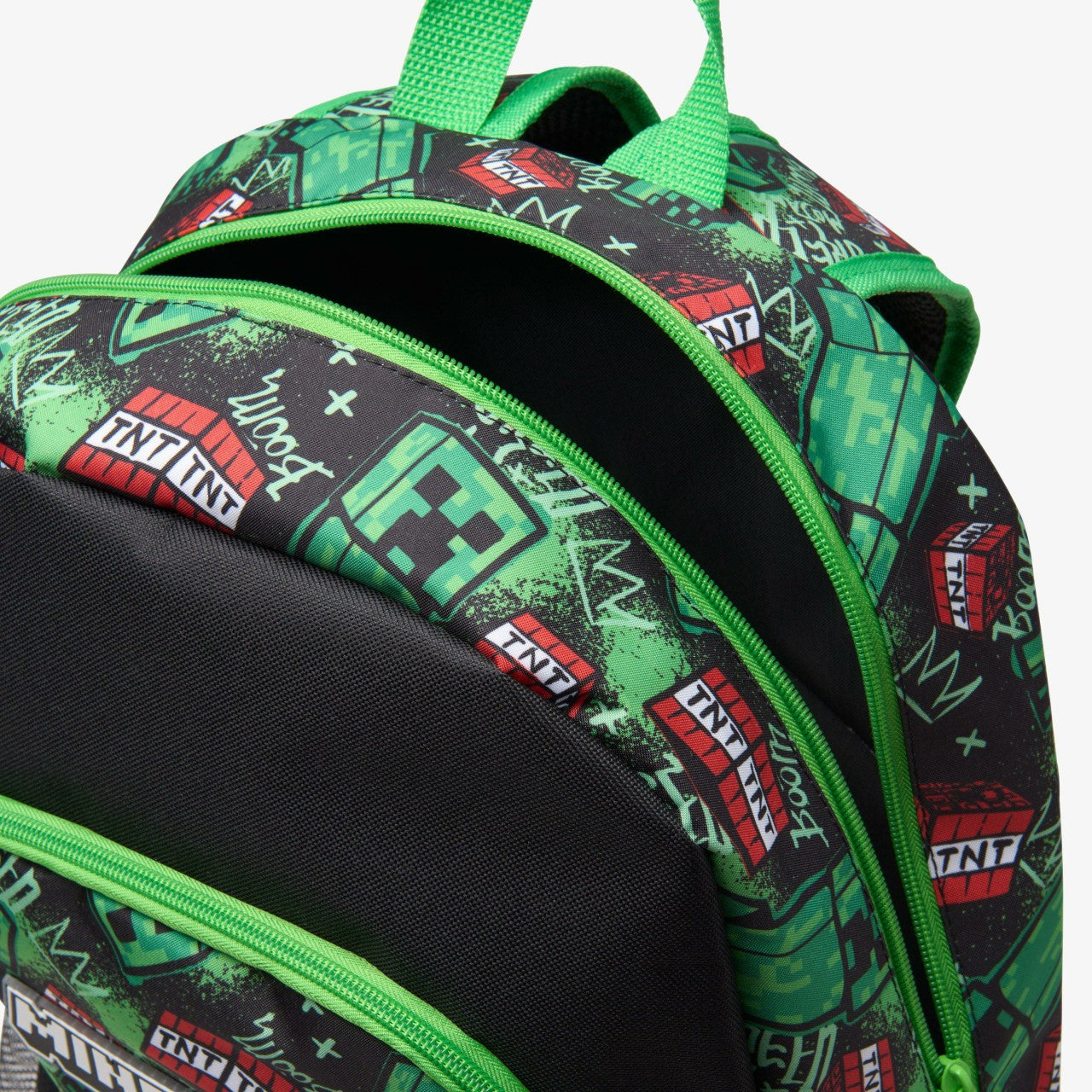 Kids Minecraft Large Backpack Black/Green